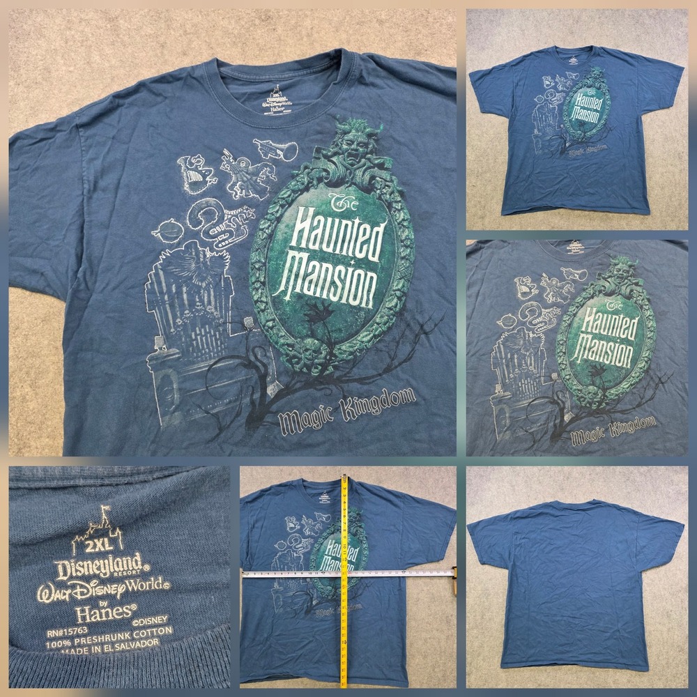 Disney Haunted Mansion T Shirt Mens 2XL Blue Magic Kingdom Ride Graphic Tee